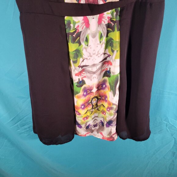 Prabal Gurung For Target Womens Size 6 Black Dress With Floral Multicolor Panel - Picture 4 of 7